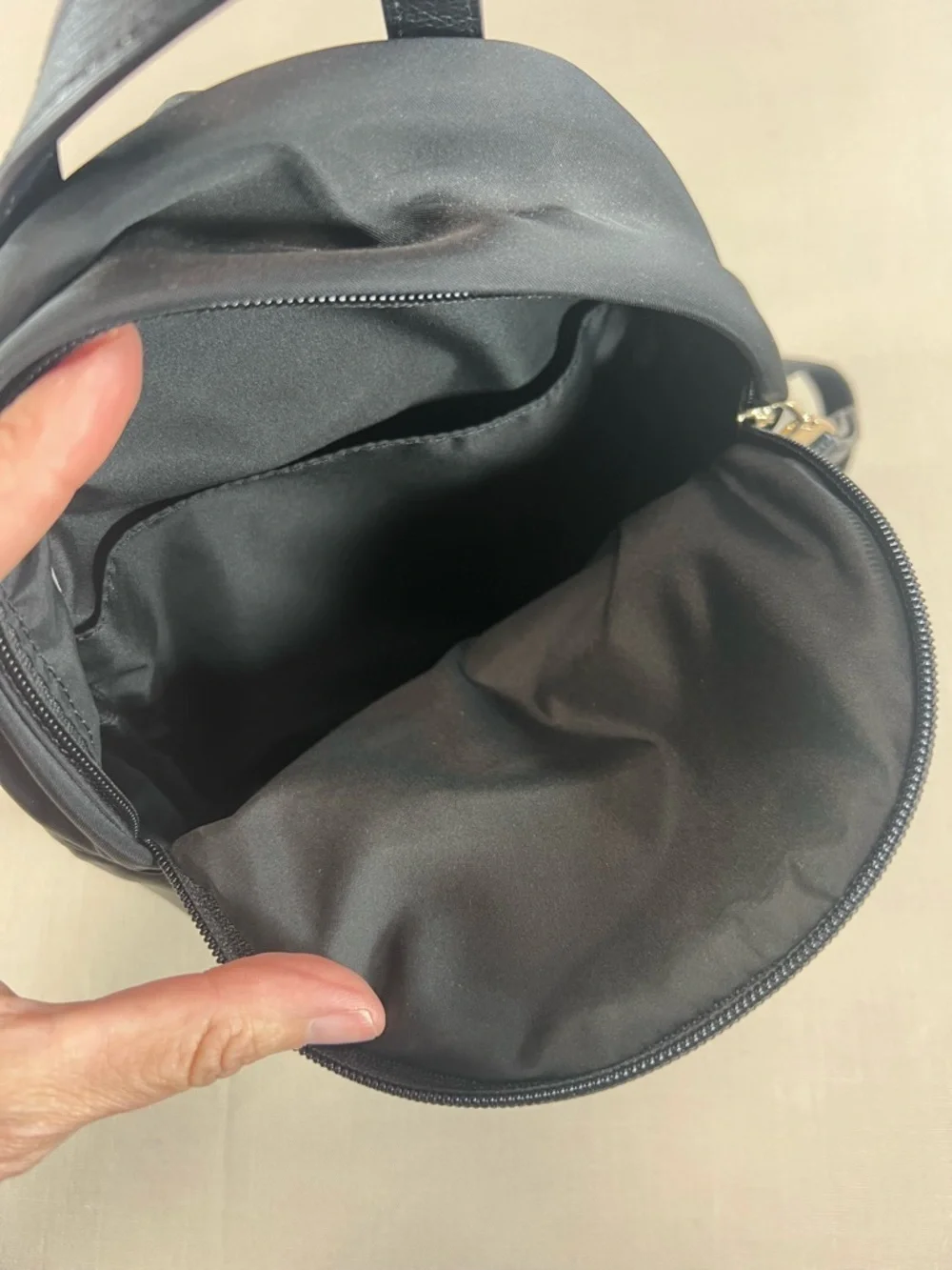 Kate Spade Mini Backpack Black Nylon Silver Spade Hardware Zip Pockets Purse